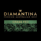 Diamantina Premium Australian Beef Grass Fed label with green grass design