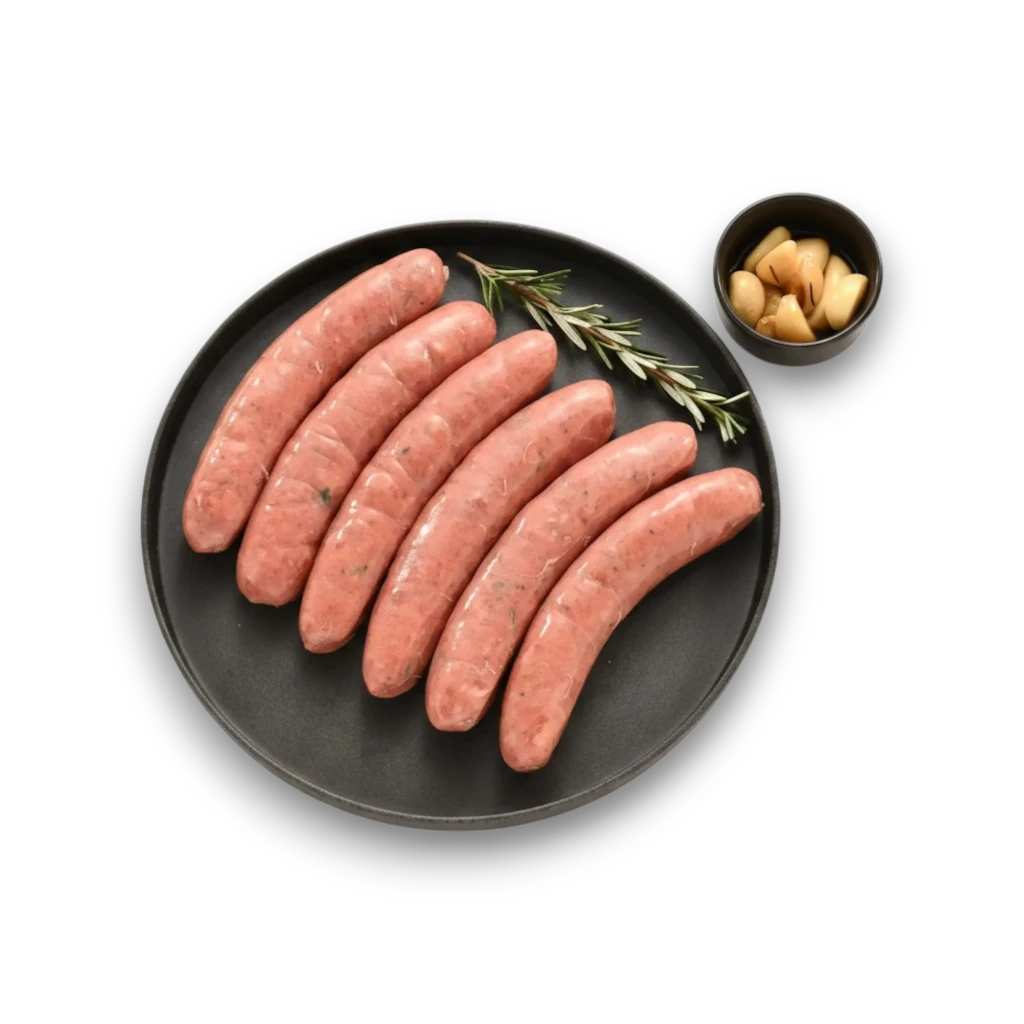 Gourmet Lamb, Confit Garlic Sausages
