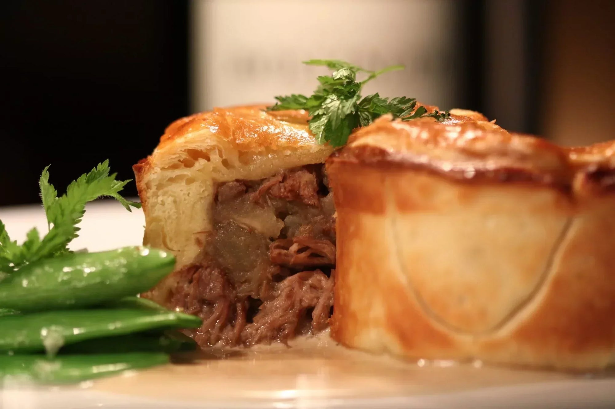 Golden Steak and Ale Pie made with Peter Augustus beef in a flaky puff pastry crust