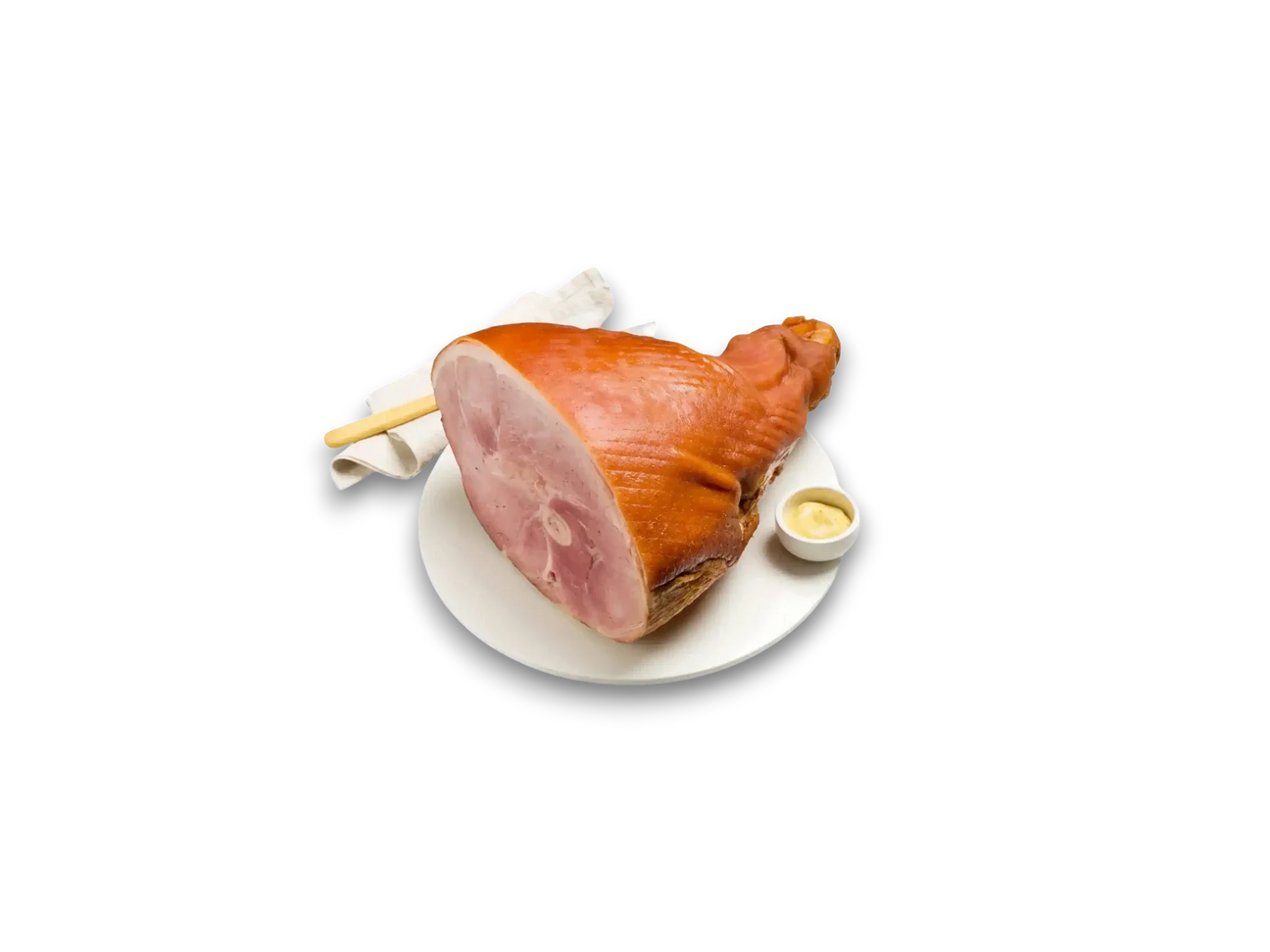 Premium half ham on the bone from Peter Augustus Craft Butcher with mustard sauce