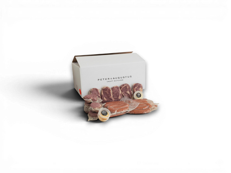 Peter Augustus Craft Butcher Australia Day meat box with steaks, gourmet sausages and sauces