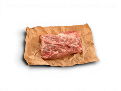 Premium pork belly slab on parchment paper with salt and pepper, Peter Augustus Craft Butcher