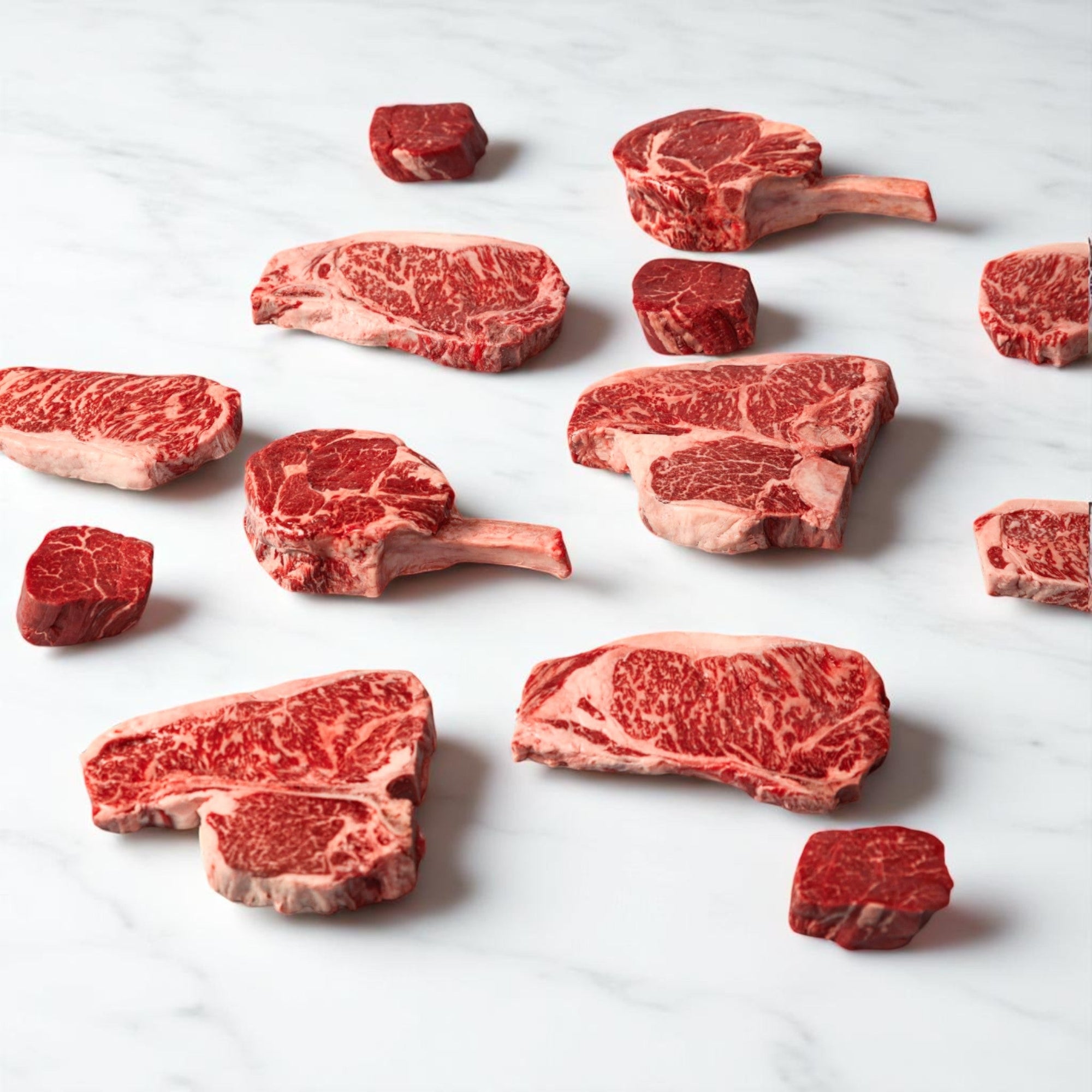 Butcher curated meat selection including steaks, roasts and sausages