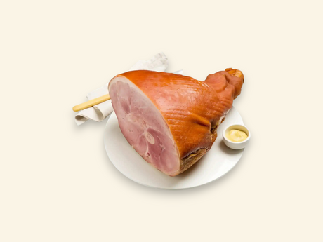 Premium half ham on the bone from Peter Augustus Craft Butcher with mustard sauce