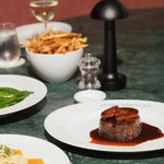 Premium Australian beef fillet in sauce served with fries and vegetables at Peter Augustus