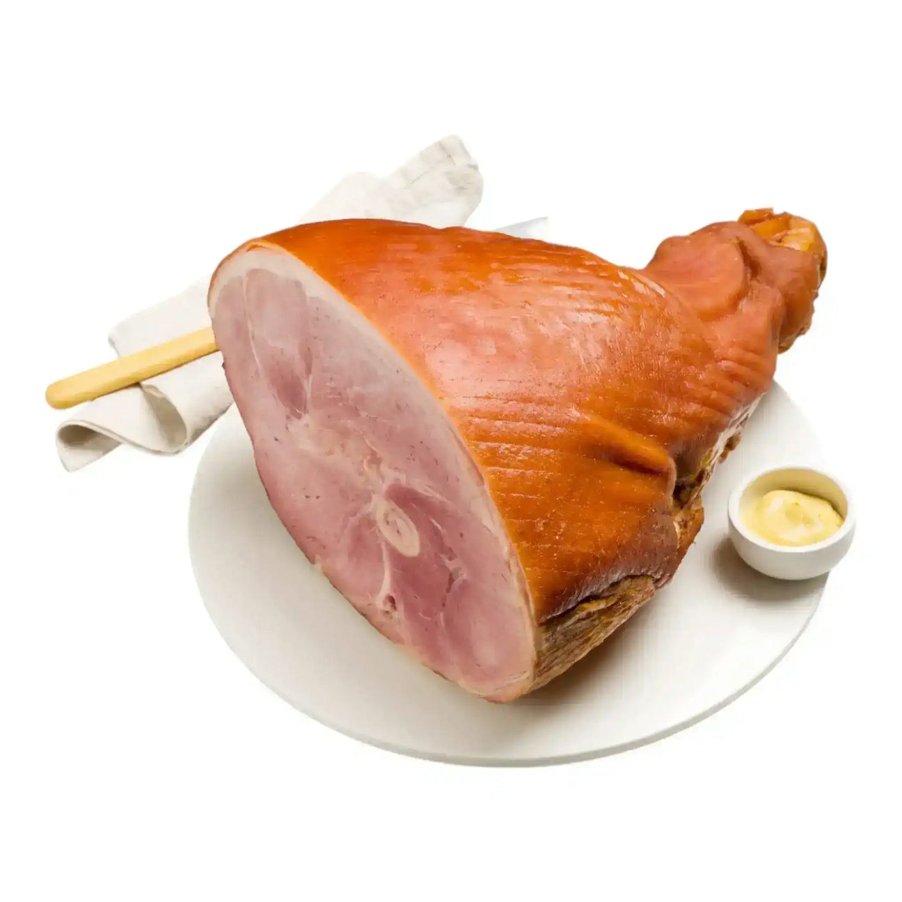 Premium half ham on the bone from Peter Augustus Craft Butcher with mustard sauce