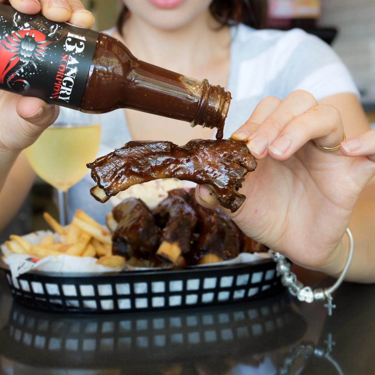 13 Angry Scorpions Bloodhound Chipotle BBQ Sauce bottle