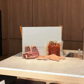 Peter Augustus Carnivores Choice Box with premium Australian beef and sausages displayed