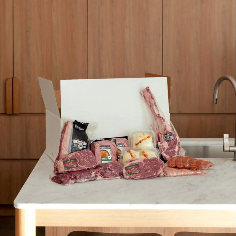 Peter Augustus Grand Grazier Feast Box with premium Australian beef cuts, steaks and sausages