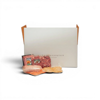 Fresh beef, pork, and chicken cuts in vacuum-sealed packs from Peter Augustus Butcher, ready for delivery.