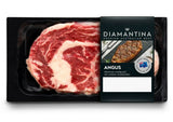 Packaged Diamantina Angus rib fillet steak with rich marbling, premium Australian beef