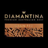 Diamantina Premium Australian Beef Grain Fed logo with crown and grain design