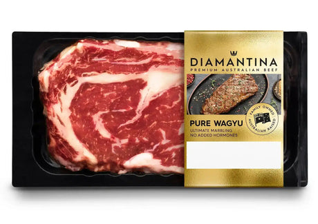 Diamantina Pure Wagyu rib fillet steak in premium packaging, Australian beef from Peter Augustus