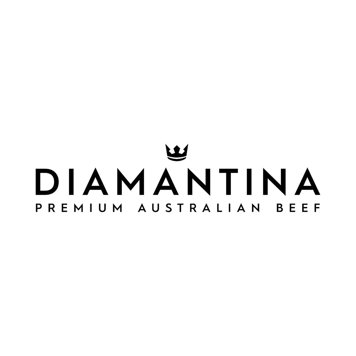 Diamantina Premium Australian Beef logo with crown icon, black text on white background