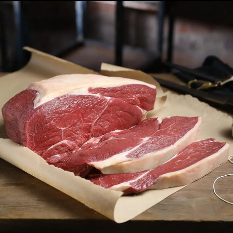 Australian grass fed rump steak cut on butcher paper, premium beef from Peter Augustus Craft Butcher