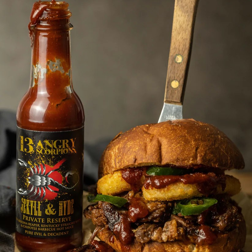 Whiskey-infused Reaper BBQ sauce &amp; Louisiana style GRIM