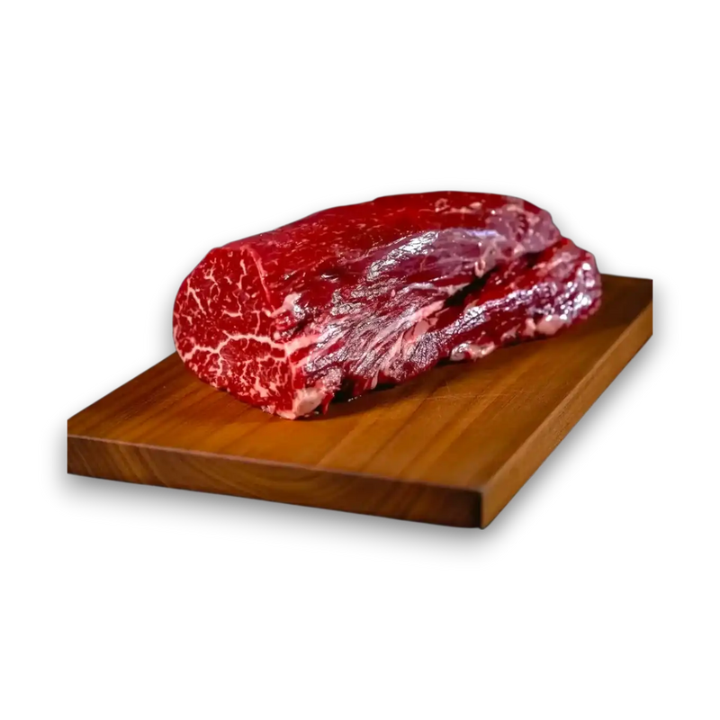 Fresh marbled beef steak on wooden board, premium grass-fed Australian beef