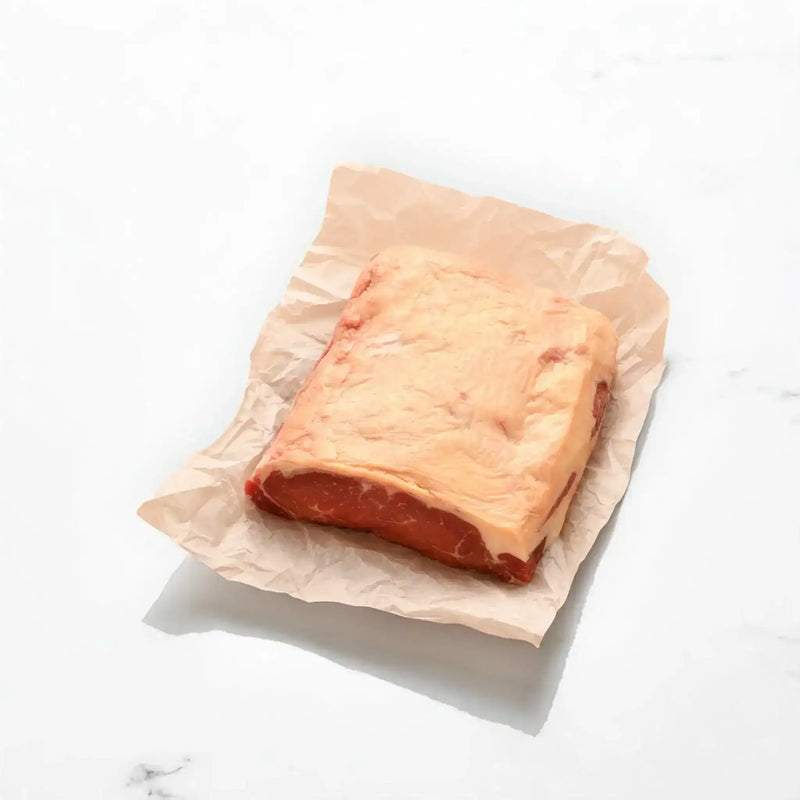 Peter Augustus Angus sirloin beef cut on butcher paper, premium Australian beef