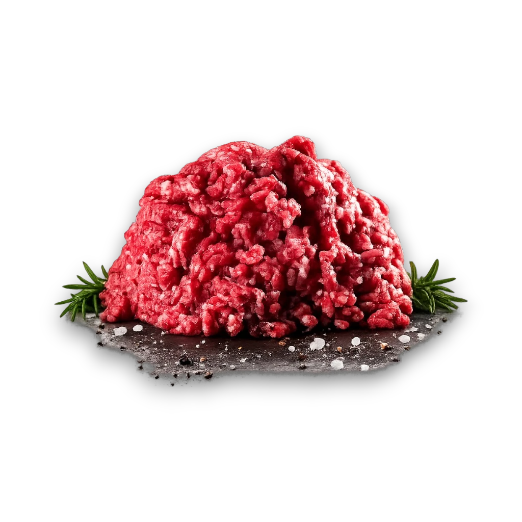 Raw ground meat with rosemary on both side