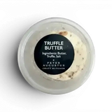 Truffle butter in clear tub with black label, ingredients: butter, truffle, salt — Peter Augustus Craft Butcher