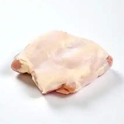 raw free-range whole boneless chicken on white background, fresh poultry meat product